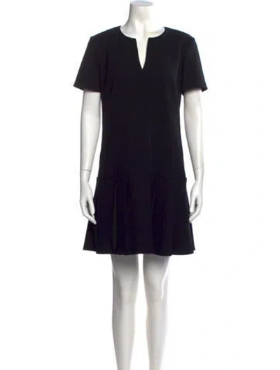 Pre-owned Oscar De La Renta Virgin Wool Mini Dress In Black