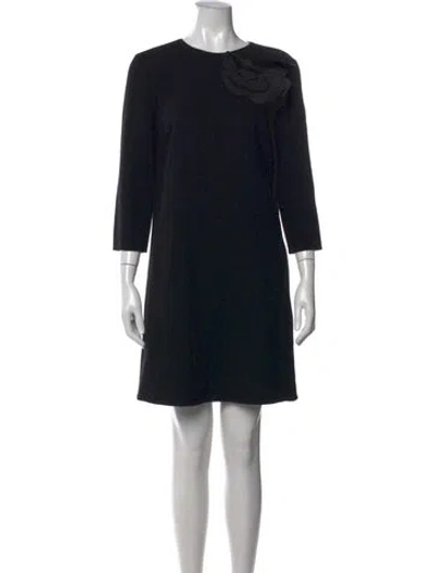 Pre-owned Oscar De La Renta Virgin Wool Mini Dress In Black