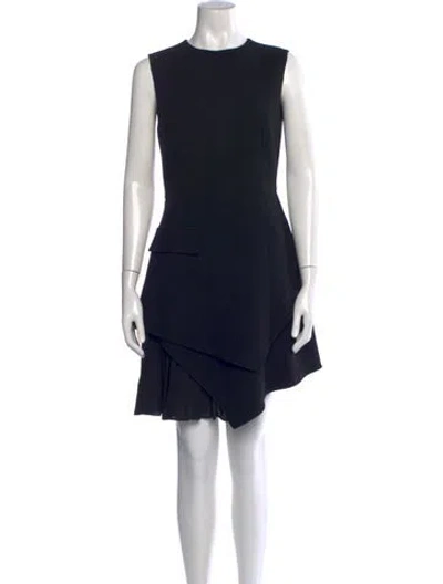 Pre-owned Oscar De La Renta Virgin Wool Mini Dress In Black