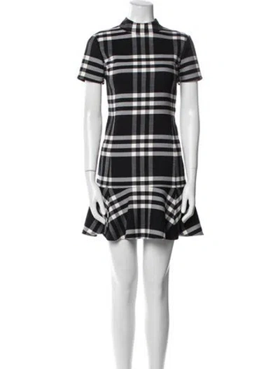 Pre-owned Oscar De La Renta Virgin Wool Mini Dress In Blue