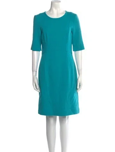 Pre-owned Oscar De La Renta Virgin Wool Mini Dress In Blue