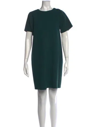 Pre-owned Oscar De La Renta Virgin Wool Mini Dress In Blue