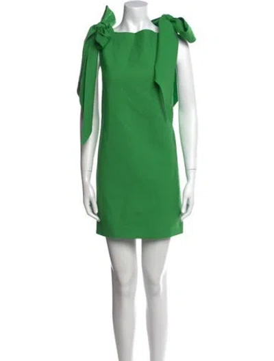 Pre-owned Oscar De La Renta Virgin Wool Mini Dress In Green