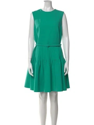 Pre-owned Oscar De La Renta Virgin Wool Mini Dress In Green