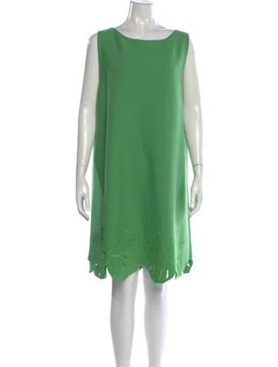Pre-owned Oscar De La Renta Virgin Wool Mini Dress In Green