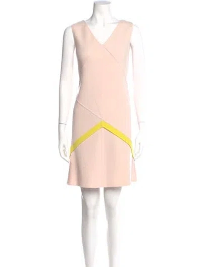 Pre-owned Oscar De La Renta Virgin Wool Mini Dress In Neutral