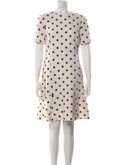 Pre-owned Oscar De La Renta Virgin Wool Mini Dress In Neutral