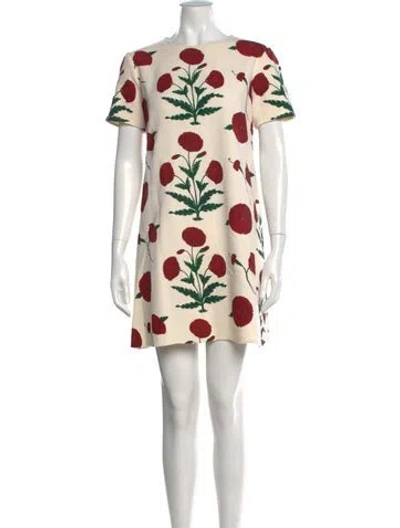 Pre-owned Oscar De La Renta Virgin Wool Mini Dress In Neutrals
