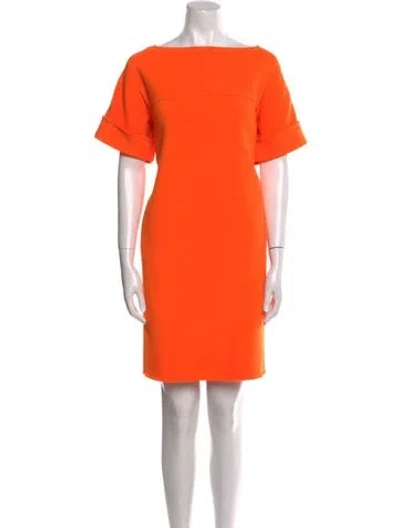 Pre-owned Oscar De La Renta Virgin Wool Mini Dress In Orange