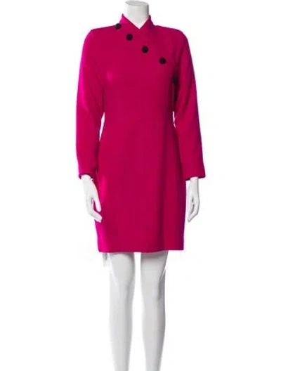 Pre-owned Oscar De La Renta Virgin Wool Mini Dress In Pink