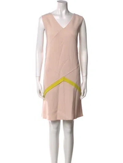 Pre-owned Oscar De La Renta Virgin Wool Mini Dress In Pink