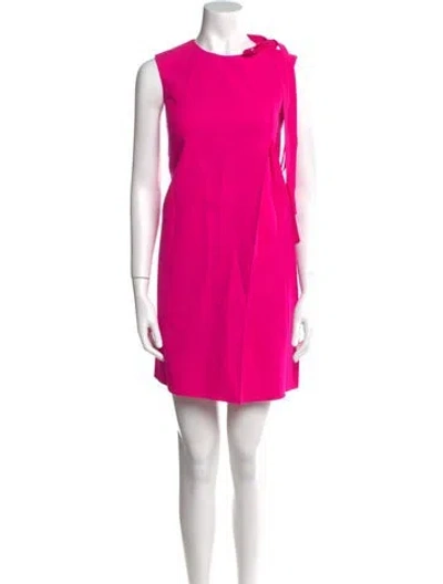 Pre-owned Oscar De La Renta Virgin Wool Mini Dress In Pink