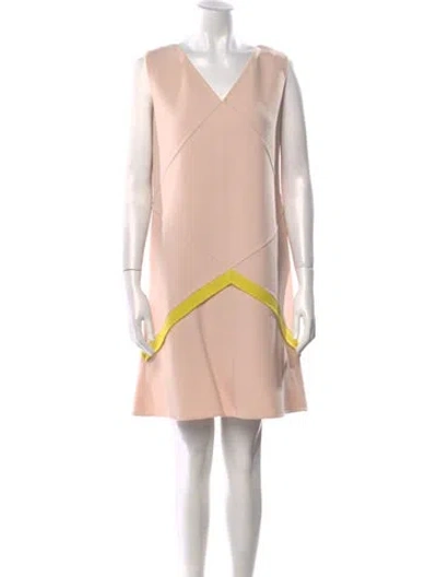 Pre-owned Oscar De La Renta Virgin Wool Mini Dress In Pink