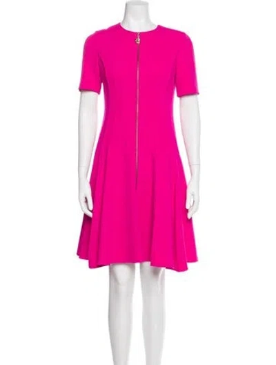 Pre-owned Oscar De La Renta Virgin Wool Mini Dress In Pink