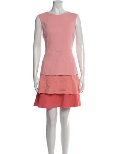 Pre-owned Oscar De La Renta Virgin Wool Mini Dress In Pink