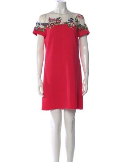 Pre-owned Oscar De La Renta Virgin Wool Mini Dress In Pink