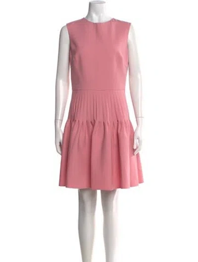 Pre-owned Oscar De La Renta Virgin Wool Mini Dress In Pink