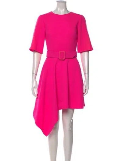 Pre-owned Oscar De La Renta Virgin Wool Mini Dress In Pink