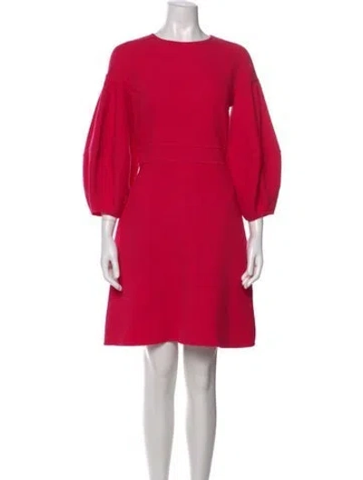 Pre-owned Oscar De La Renta Virgin Wool Mini Dress In Pink