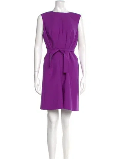 Pre-owned Oscar De La Renta Virgin Wool Mini Dress In Purple