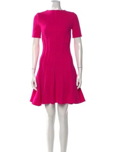Pre-owned Oscar De La Renta Virgin Wool Mini Dress In Purple