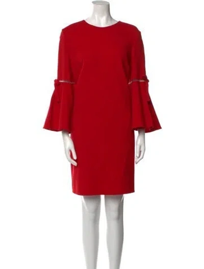Pre-owned Oscar De La Renta Virgin Wool Mini Dress In Red