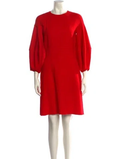 Pre-owned Oscar De La Renta Virgin Wool Mini Dress In Red