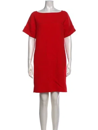 Pre-owned Oscar De La Renta Virgin Wool Mini Dress In Red