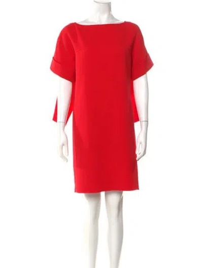 Pre-owned Oscar De La Renta Virgin Wool Mini Dress In Red