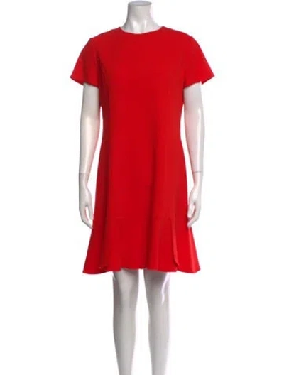 Pre-owned Oscar De La Renta Virgin Wool Mini Dress In Red