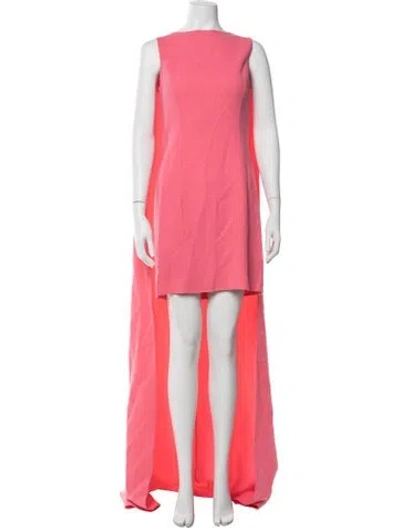 Pre-owned Oscar De La Renta Virgin Wool Mini Dress In Red