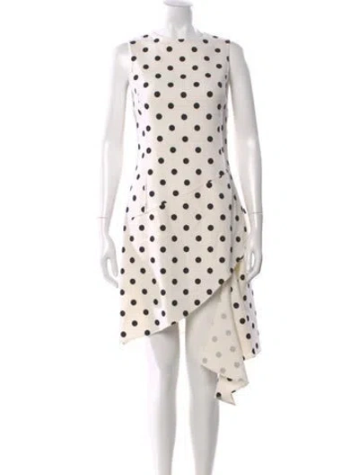 Pre-owned Oscar De La Renta Virgin Wool Mini Dress In White