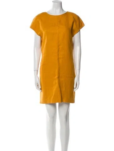 Pre-owned Oscar De La Renta Virgin Wool Mini Dress In Yellow