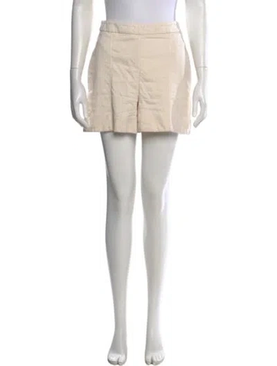 Pre-owned Oscar De La Renta Virgin Wool Mini Shorts In Neutral