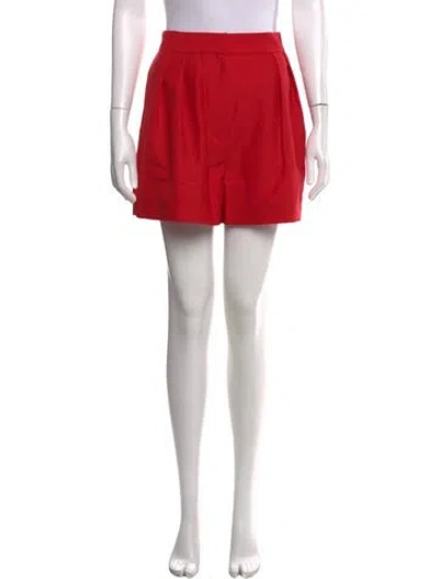 Pre-owned Oscar De La Renta Virgin Wool Mini Shorts In Red