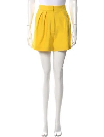Pre-owned Oscar De La Renta Virgin Wool Mini Shorts In Yellow