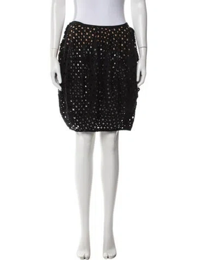 Pre-owned Oscar De La Renta Virgin Wool Mini Skirt In Black