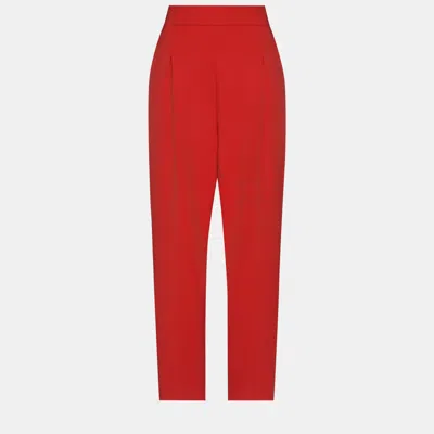 Pre-owned Oscar De La Renta Virgin Wool Pants 6 In Red