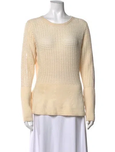 Pre-owned Oscar De La Renta Virgin Wool Patterned Sweater In Neutrals