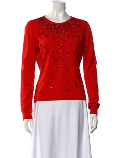 Pre-owned Oscar De La Renta Virgin Wool Patterned Sweater W/ Tags In Multi