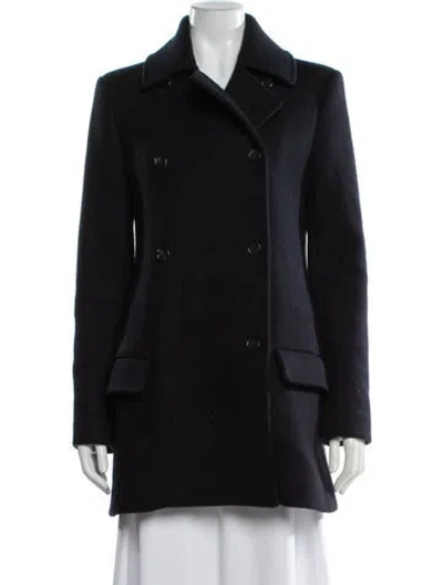 Pre-owned Oscar De La Renta Virgin Wool Peacoat In Black