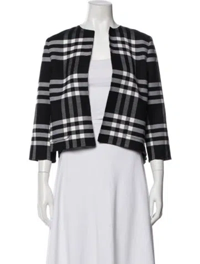 Pre-owned Oscar De La Renta Virgin Wool Plaid Print Evening Jacket In Multi