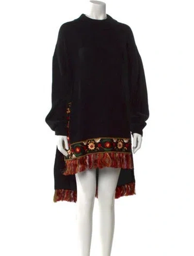 Pre-owned Oscar De La Renta Virgin Wool Printed Sweater In Black