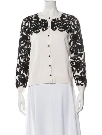 Pre-owned Oscar De La Renta Virgin Wool Printed Sweater In Blue