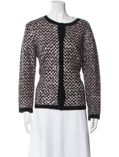 Pre-owned Oscar De La Renta Virgin Wool Printed Sweater In Multi