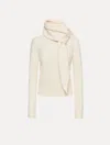 Oscar De La Renta Virgin Wool Pullover With Scarf In Neutral