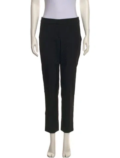 Pre-owned Oscar De La Renta Virgin Wool Straight Leg Pants In Black