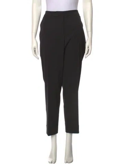 Pre-owned Oscar De La Renta Virgin Wool Straight Leg Pants In Black