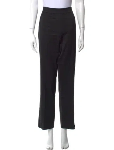 Pre-owned Oscar De La Renta Virgin Wool Straight Leg Pants In Black