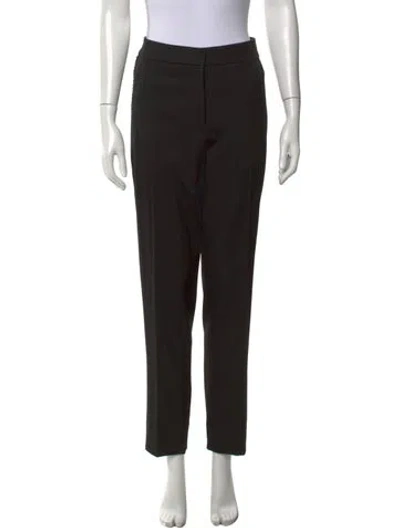 Pre-owned Oscar De La Renta Virgin Wool Straight Leg Pants In Black